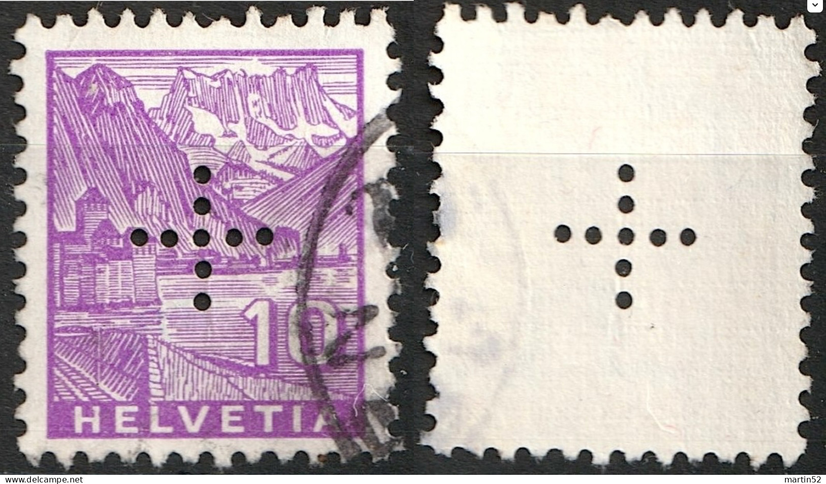 Schweiz Suisse 1937: OFFICIEL II N° 3 Kreuz-Perforation + En Croix Mit Stempel BERN 2 Obliterée  (Zu CHF 10.00) - Oficial