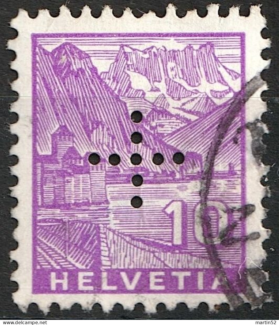 Schweiz Suisse 1937: OFFICIEL II N° 3 Kreuz-Perforation + En Croix Mit Stempel BERN 2 Obliterée  (Zu CHF 10.00) - Officials