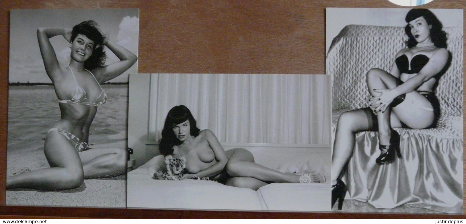 BETTIE PAGE LOT DE 3 CARTES LA REINE DES PIN UP  NUE OU EN PETITE TENUE - Pin-Ups