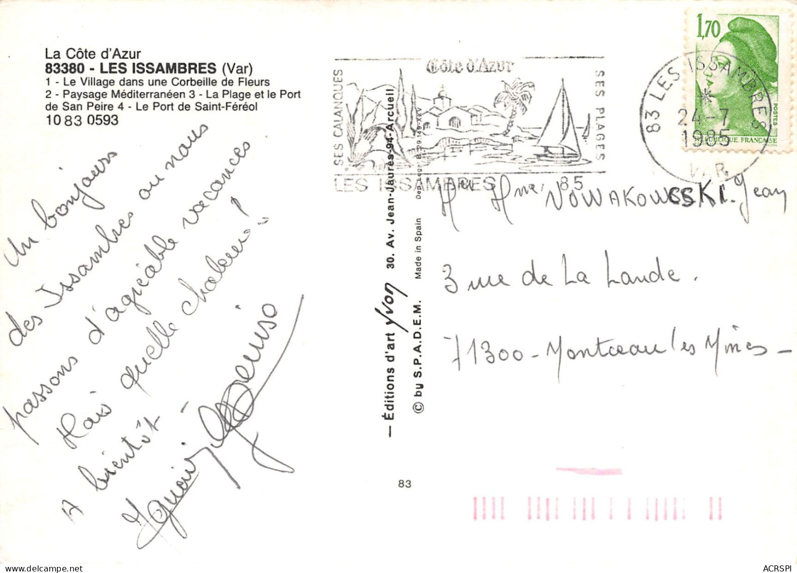 83 Roquebrune-sur-Argens Quartier Maritime LES ISSAMBRES Ports De San Peire Saint Féréol   7 (scan Recto Verso)MA016TER - Roquebrune-sur-Argens