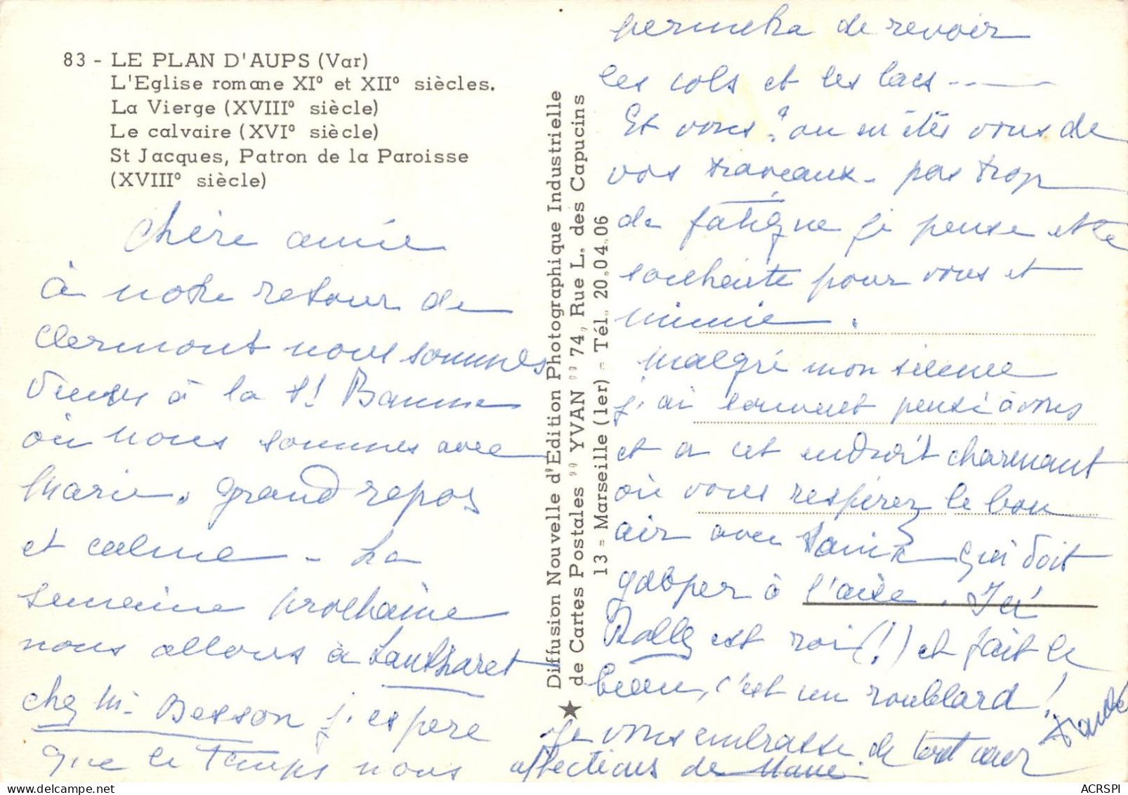 83 LA PLAN D' AUPS église Romane Vierge Calvaire Et St Jacques  34 (scan Recto Verso)MA016TER - Aups