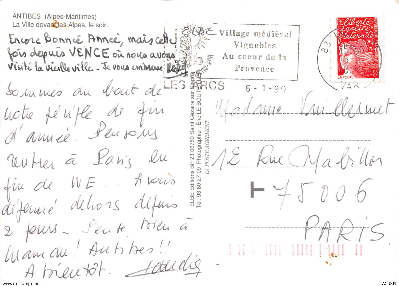 ANTIBES La Vieille Ville Devant Les Alpes  23 (scan Recto Verso)MA002VIC - Antibes