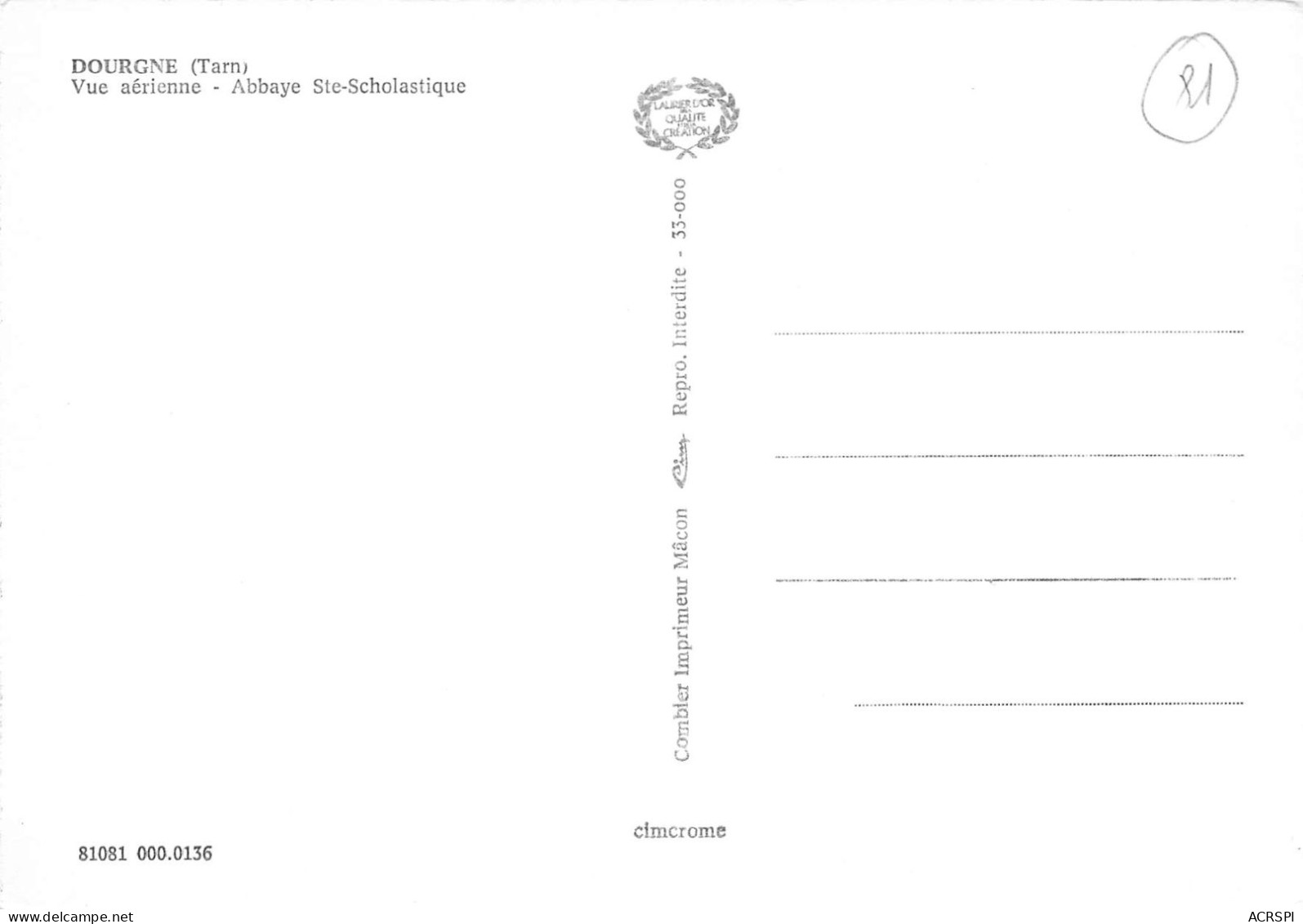 81 DOURGNE L'Abbaye Sainte Scholastique  36 (scan Recto Verso)MA004VIC - Dourgne