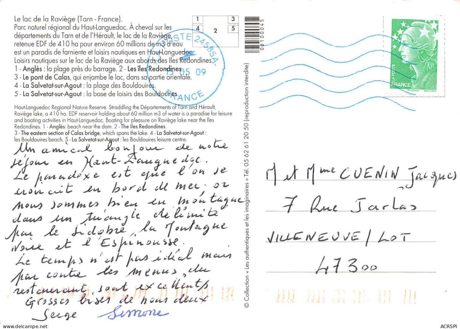 81 Angles Lac De La Raviège 33 (scan Recto Verso)MA004VIC - Angles