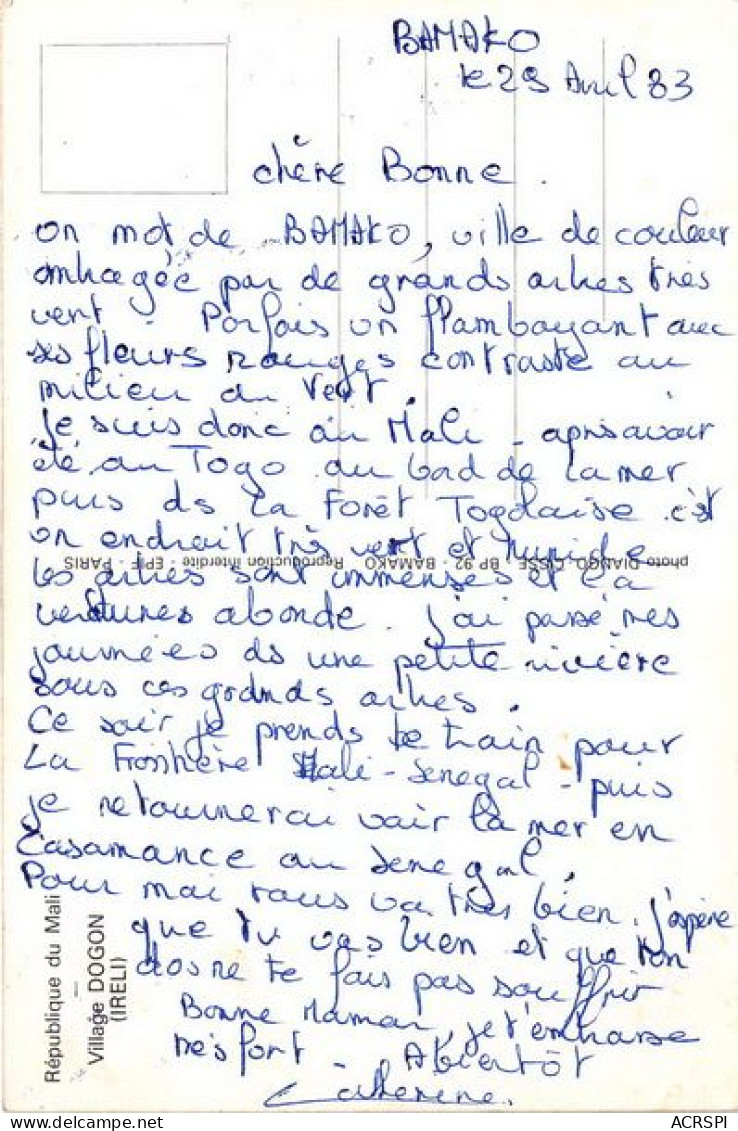 MALI SOUDAN Francais Village DOGON Ireli 35(scan Recto-verso) MA088 - Mali