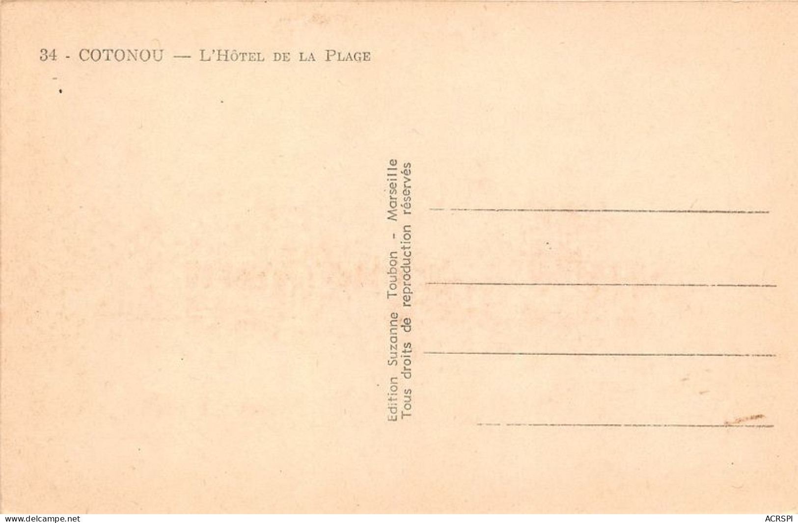 REPUBLIQUE POPULAIRE DU BENIN COTONOU L'Hôtel De La Plage 26(scan Recto-verso) MA086 - Benín