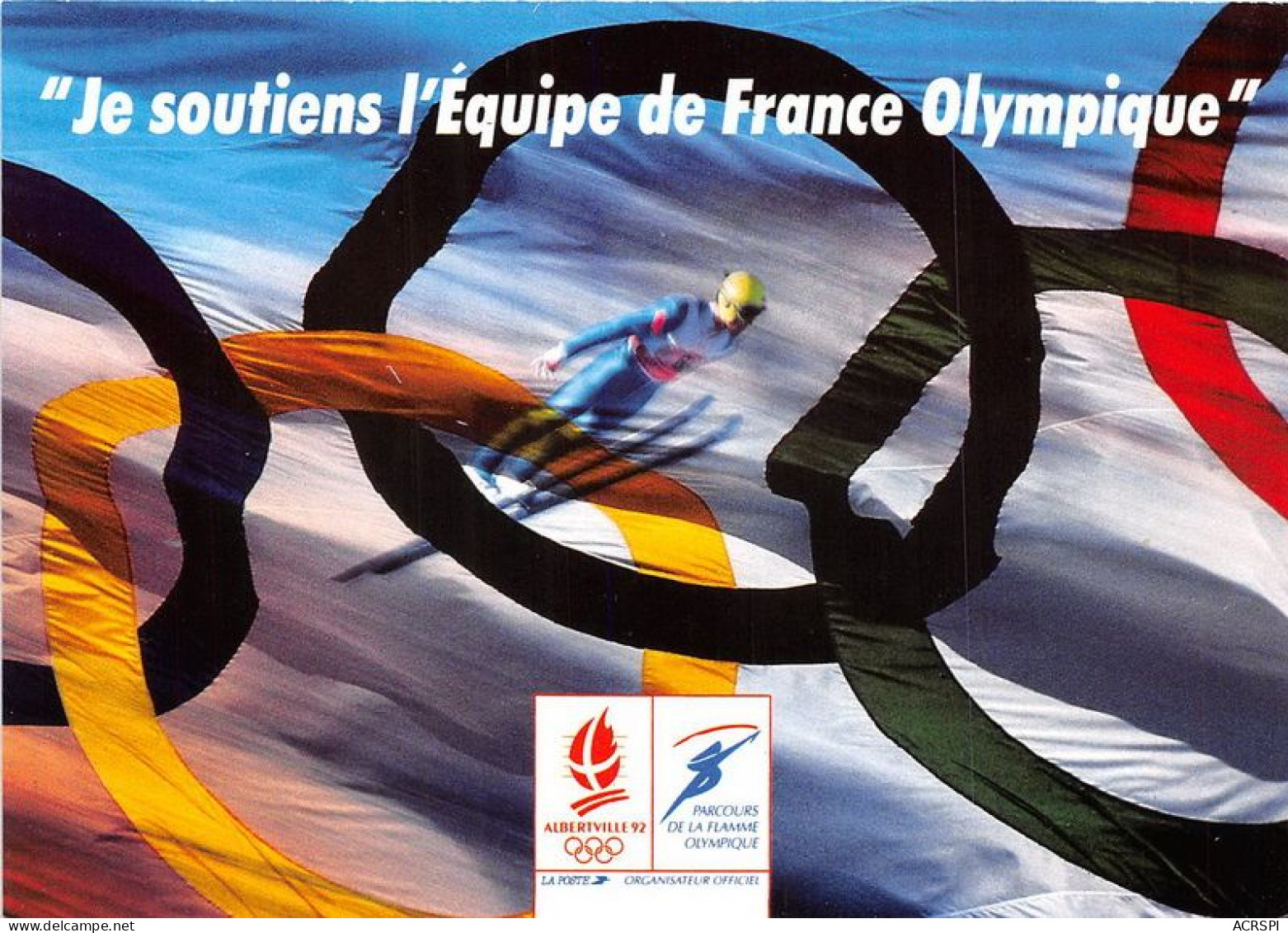 ALBERTVILLE 1992 JO Jeux Olympique Je Soutiens L Equipe De France Ski Sport PUB Publicité   (SCAN RECTO VERSO)MA0082 - Jeux Olympiques