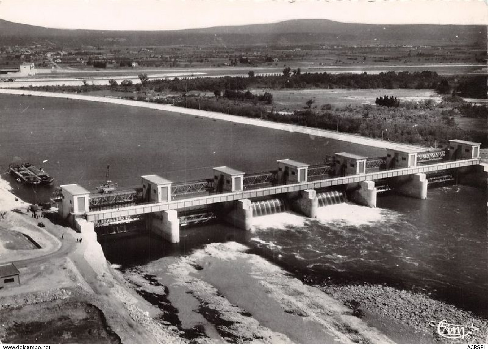 Amenagement Du Rhone DONZERE MONDRAGON Vue Aerienne Sur Le Barrage De Retenue (SCAN RECTO VERSO)MA0074 - Donzere