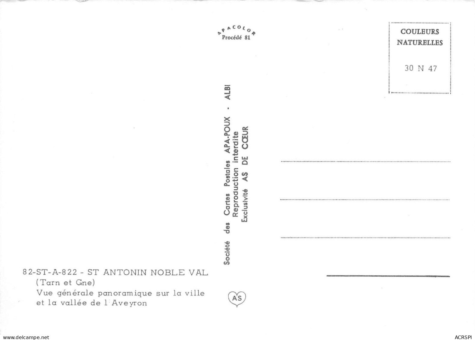 82  SAINT ANTONIN NOBLE VAL Vue Générale Panoramique Sur La Ville  39 (scan Recto Verso)MA008TER - Saint Antonin Noble Val