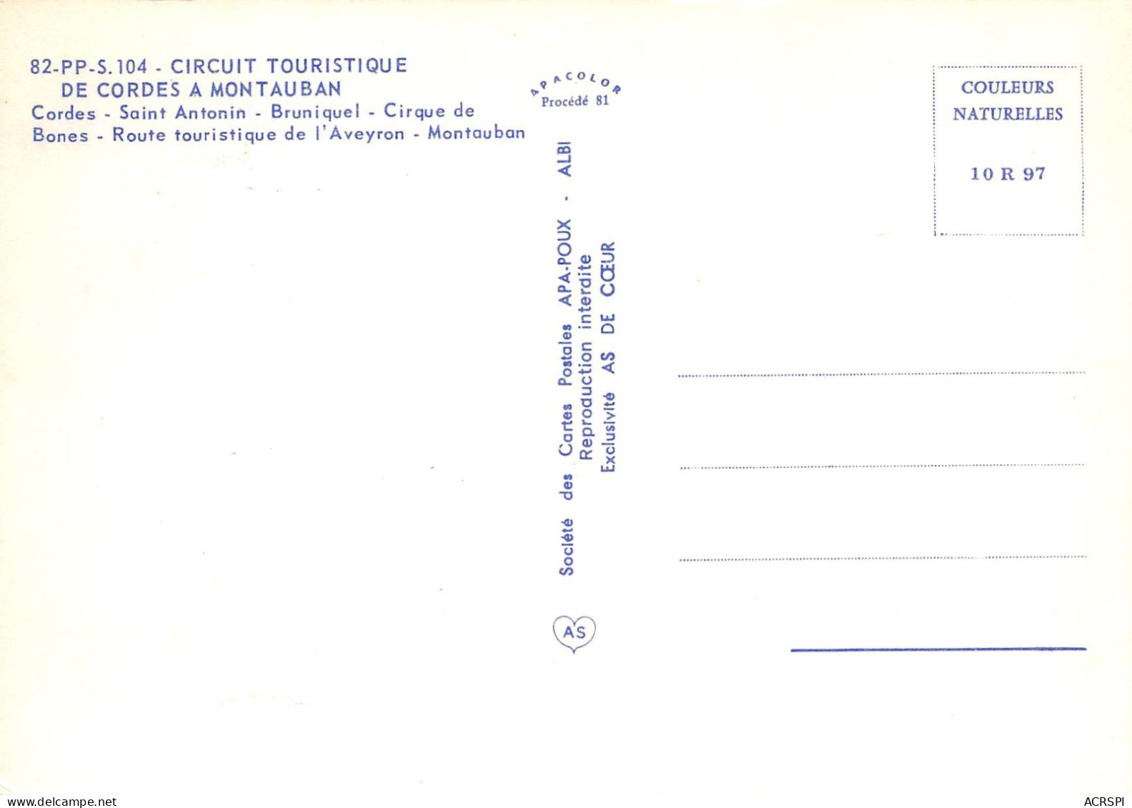82  Circuit De CORDES à MONTAUBAN Tarn Et Garonne  45 (scan Recto Verso)MA008TER - Saint Antonin Noble Val