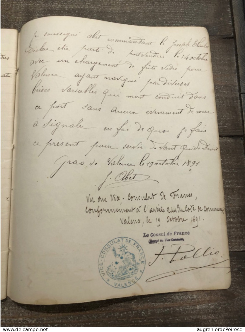 Journal De Bord Du Navire Le « Joseph Elisabeth » Du Capitaine Abel De Port Vendres 1888-1891 - Sonstige & Ohne Zuordnung