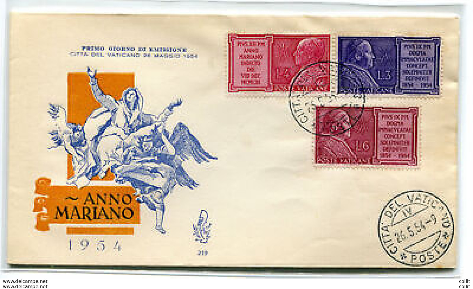 Vaticano FDC Venetia 1954 Anni Mariano  Non Viaggiata - FDC