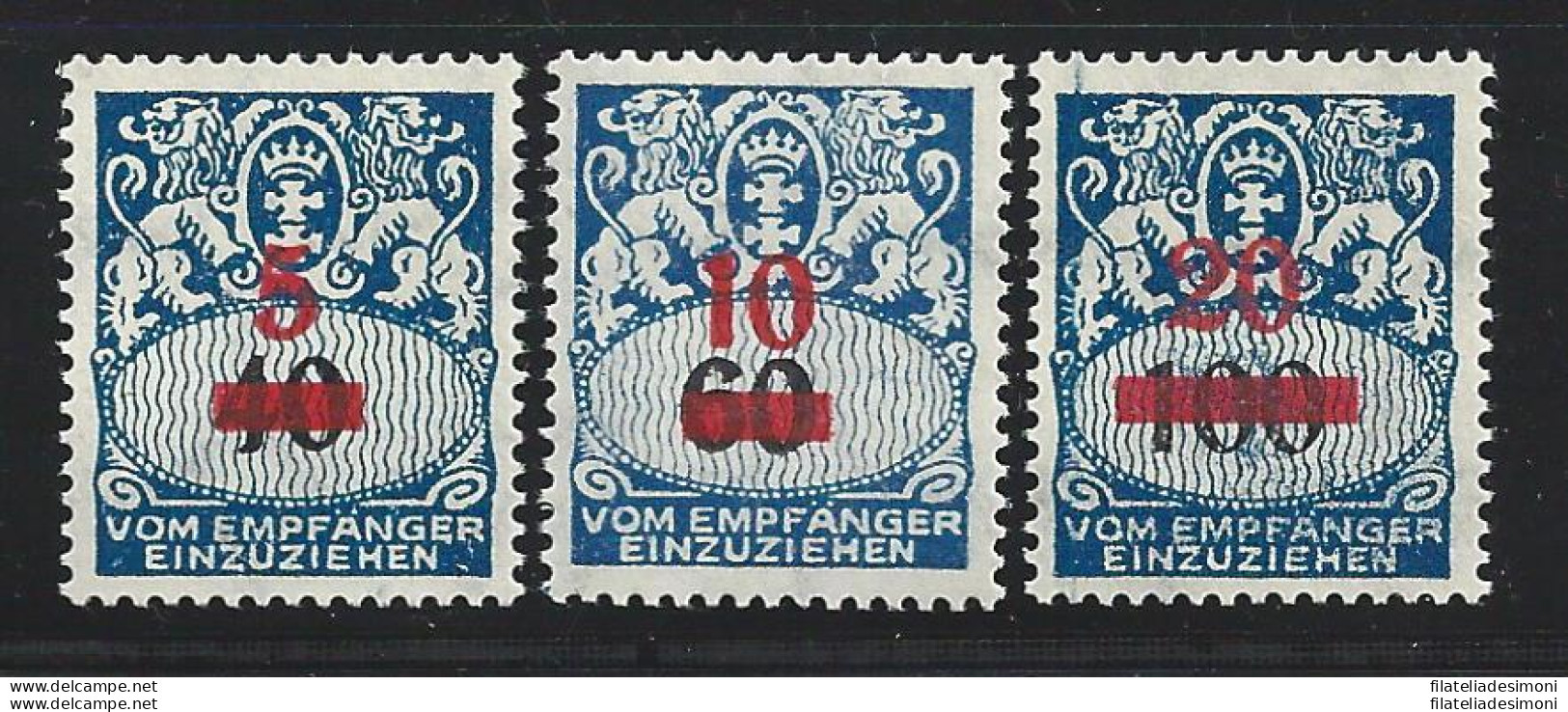 1932 DANZICA - Tasse N° 34/36  3 Valori  MNH/** - Autres & Non Classés