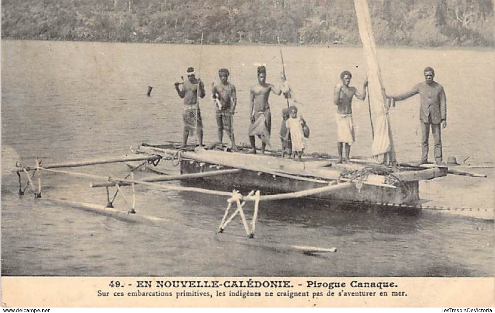 Nouvelle Calédonie - Pirogue Canaque  - Animé - Carte Postale Ancienne - Nieuw-Caledonië