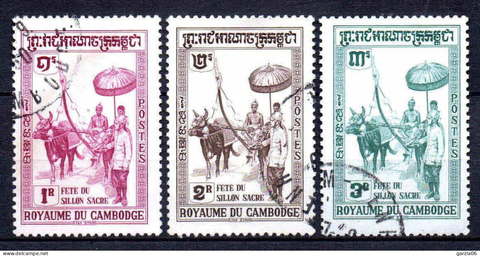 Cambodge - 1960  - Fête Du Sillon Sacré   - N° 89 à 91  -  Oblit - Used - Kambodscha