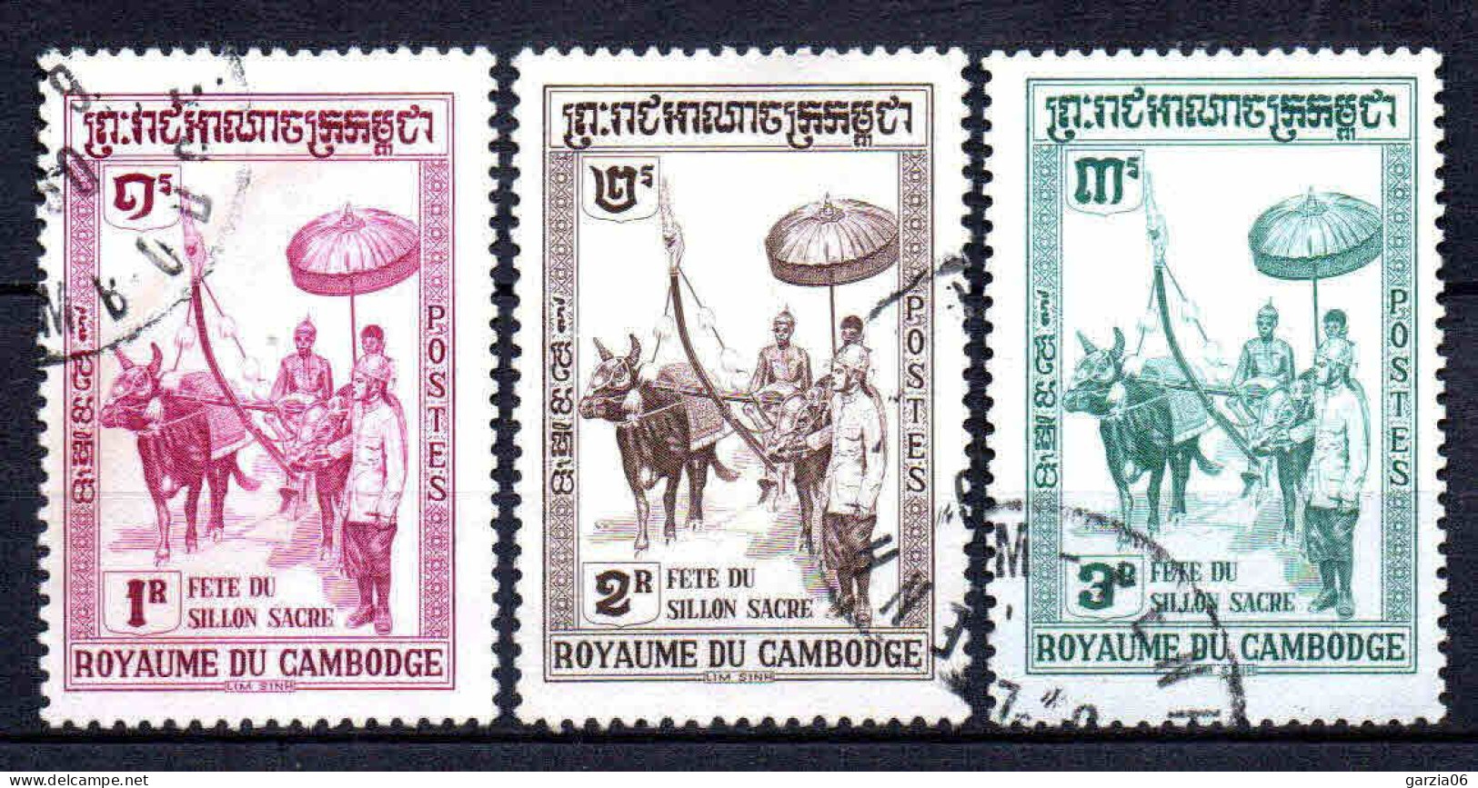 Cambodge - 1960  - Fête Du Sillon Sacré   - N° 89 à 91  -  Oblit - Used - Cambodia