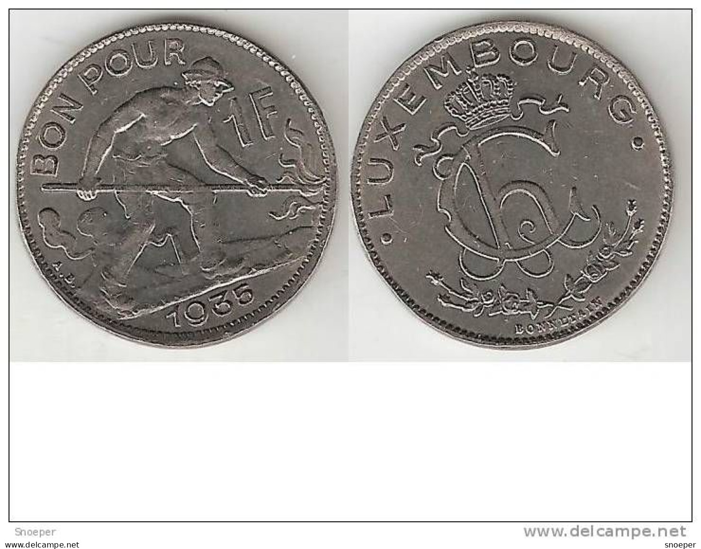 *luxembourg 1 Franc 1935  Km 35  Xf + - Luxemburgo