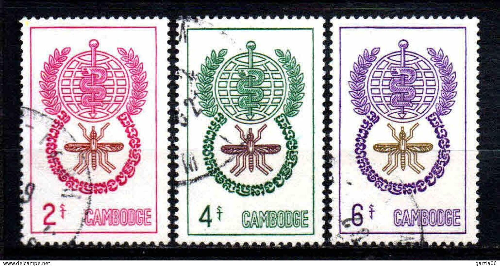 Cambodge - 1962  - Eradication Du Paludisme   - N° 119 à 121  -  Oblit - Used - Cambodia