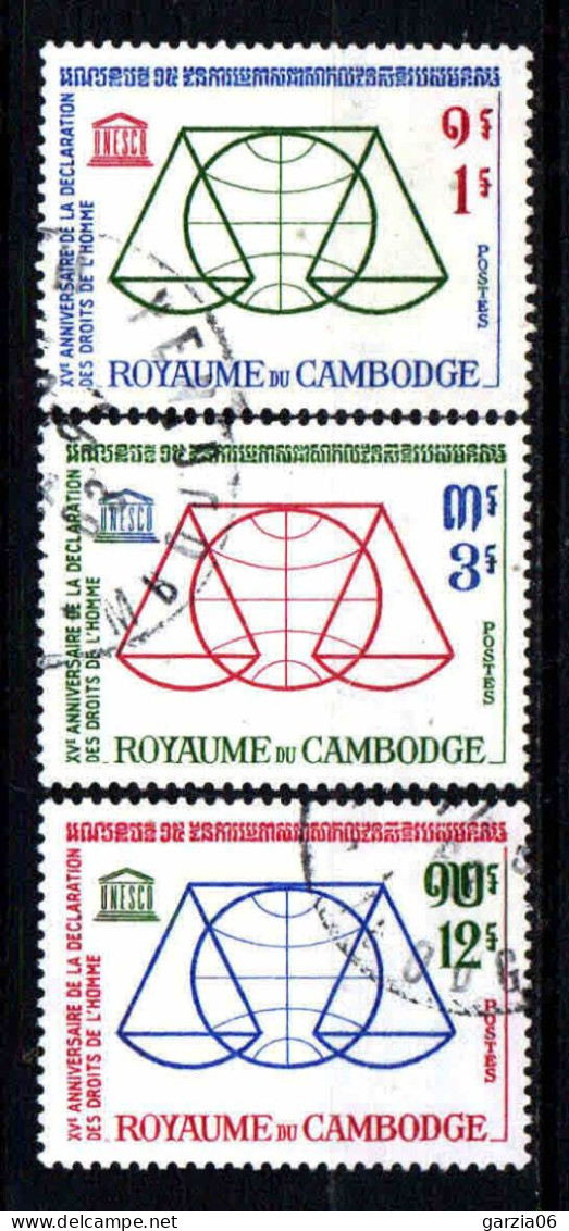 Cambodge - 1963  - Droits De L' Homme  - N° 141 à 143  -  Oblit - Used - Cambodia