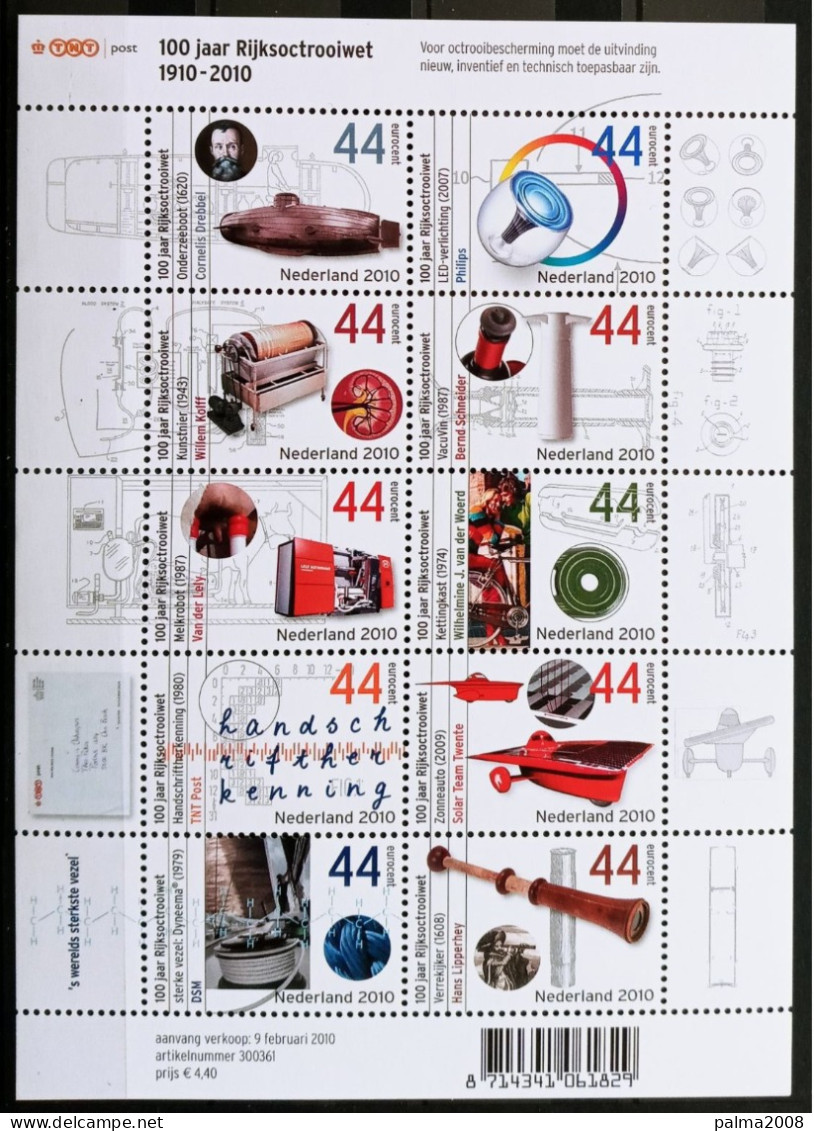 HOLANDA - IVERT 2654/63 NUEVOS ** CENTEN. LEY DE PATENTES DE INVENCION HOLANDESAS - Unused Stamps