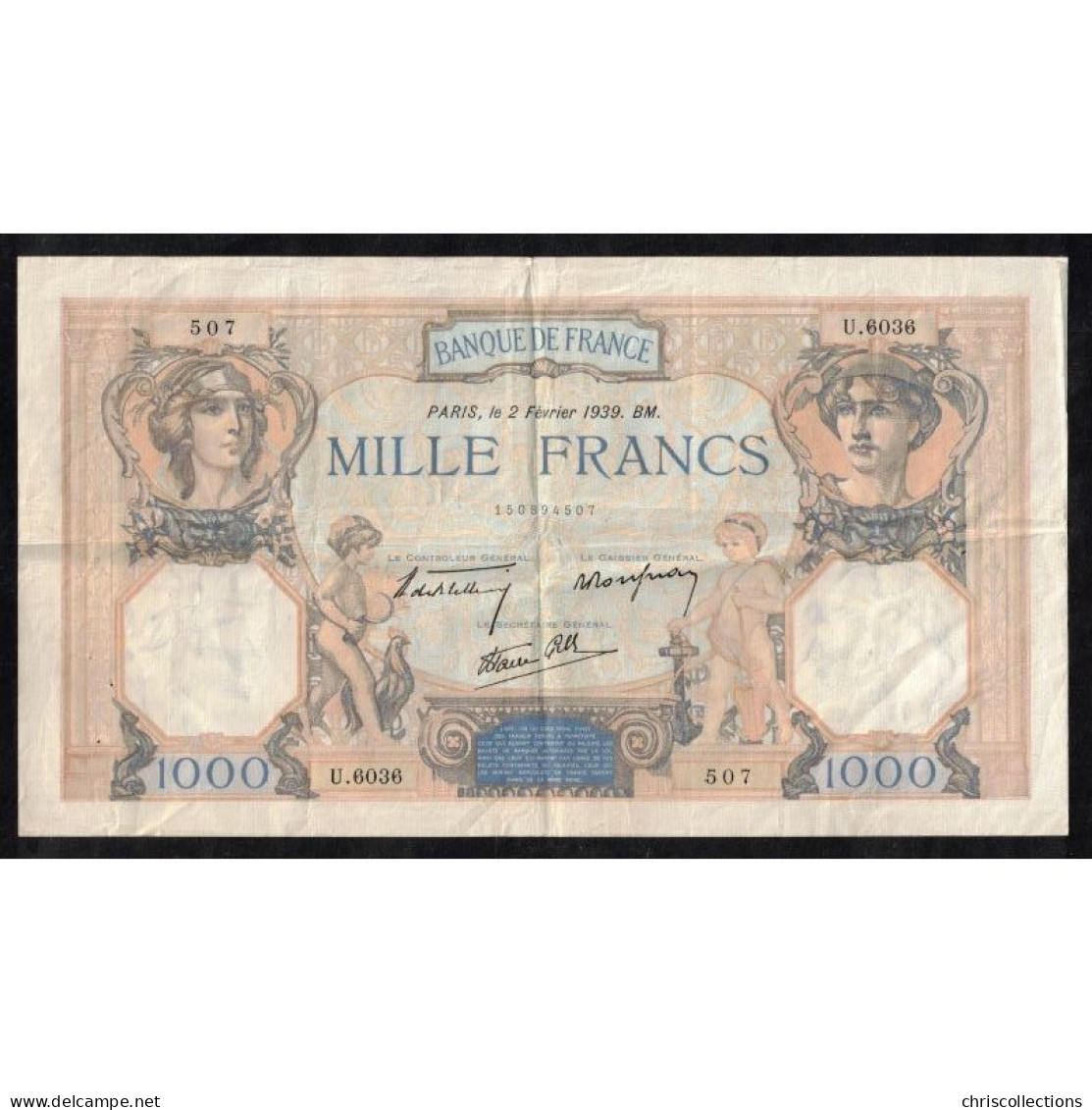 FRANCE - Lot De 2 Billets Français - 500 F La Paix - 1000 F Ceres Et Mercure - Non Classés