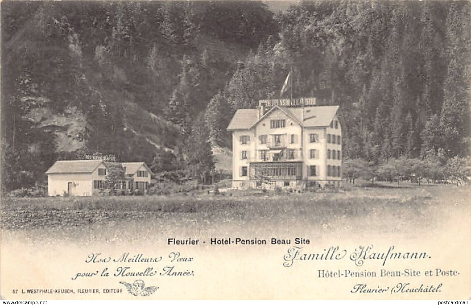 FLEURIER (NE) Hotel-Pension Beau Site, Famille Kaufmann - Ed. L. Westphale 52 - Fleurier