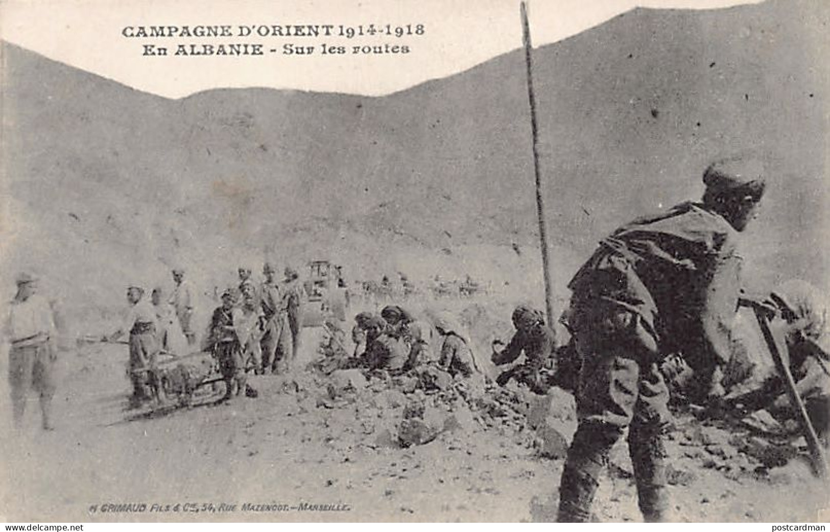 Albania - World War One - Albanian Peasants Repairing A Road - Publ. H. Grimaud  - Albanië