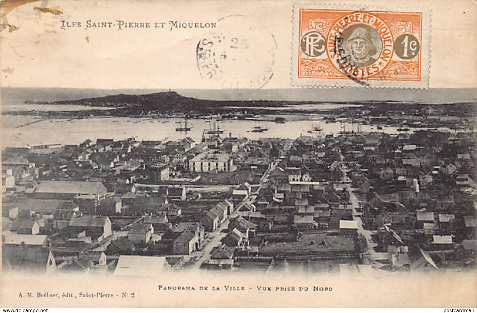 Saint Pierre & Miquelon - Panorama De La Ville - Vue Prise Du Nord - Ed. A.-M. Bréhier N. 2 - Saint-Pierre Und Miquelon