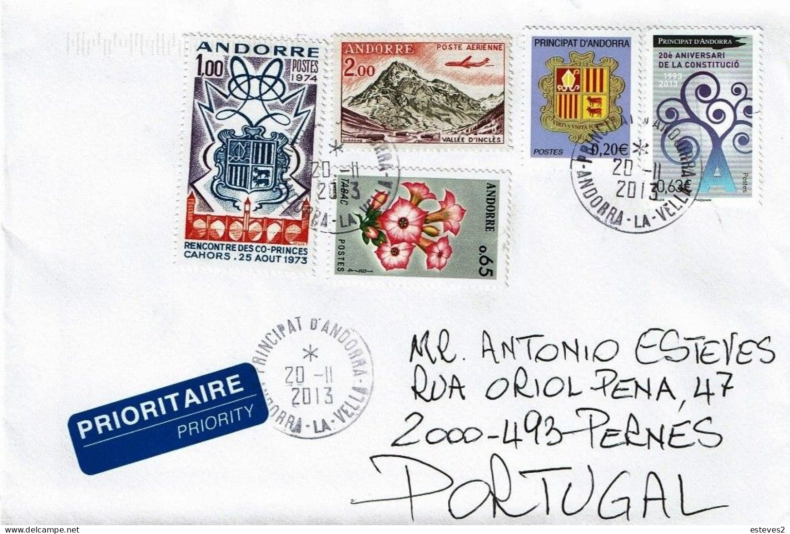 Andorra , Andorre , Coat Of Arms , Flowers . Fleurs , Moutain , Montagne , Plane , Avion - Enveloppes