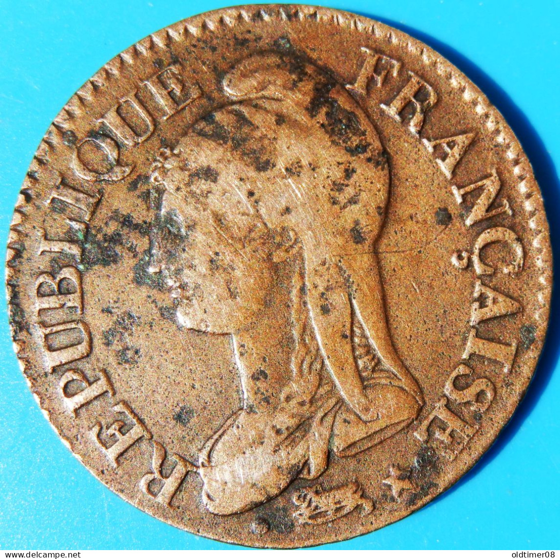 Cinq Centimes DUPRÉ, GRAND MODULE, "REFRAPPAGE" DU DÉCIME AN 5 A , TB30 - 1792-1804 First French Republic