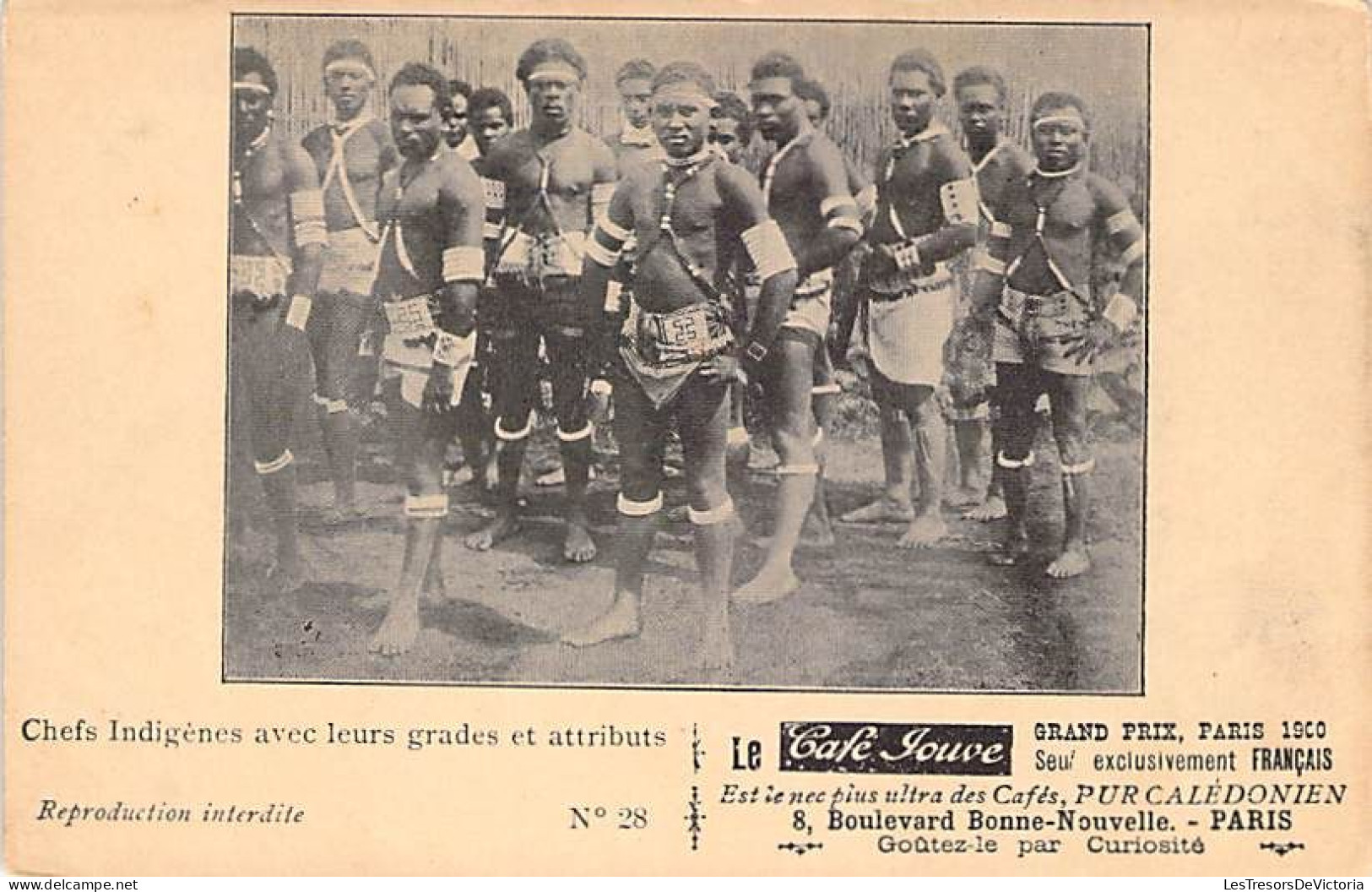 Nouvelle Calédonie - Chefs Indigènes Avec Leurs Grades Et Attributs - Café Jouve - Carte Postale Ancienne - New Caledonia