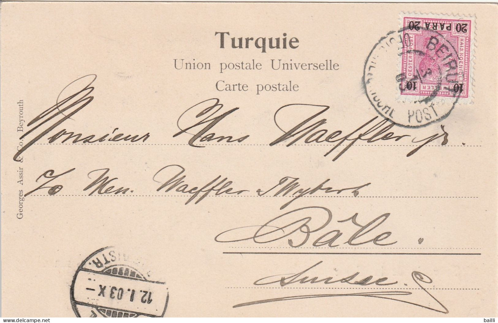 Levant Autrichien Cachet Beirut Sur Carte Balbek  Pour La Suisse 1902 - Oostenrijkse Levant