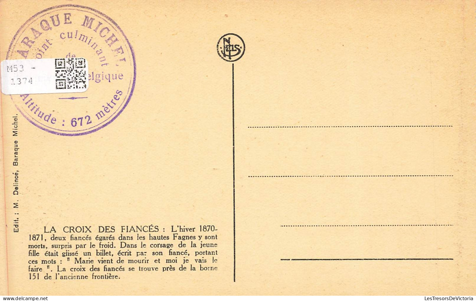BELGIQUE - Les Fagnes - Baraque Michel - Vue Sur La Croix Des Fiancés - Carte Postale Ancienne - Luik