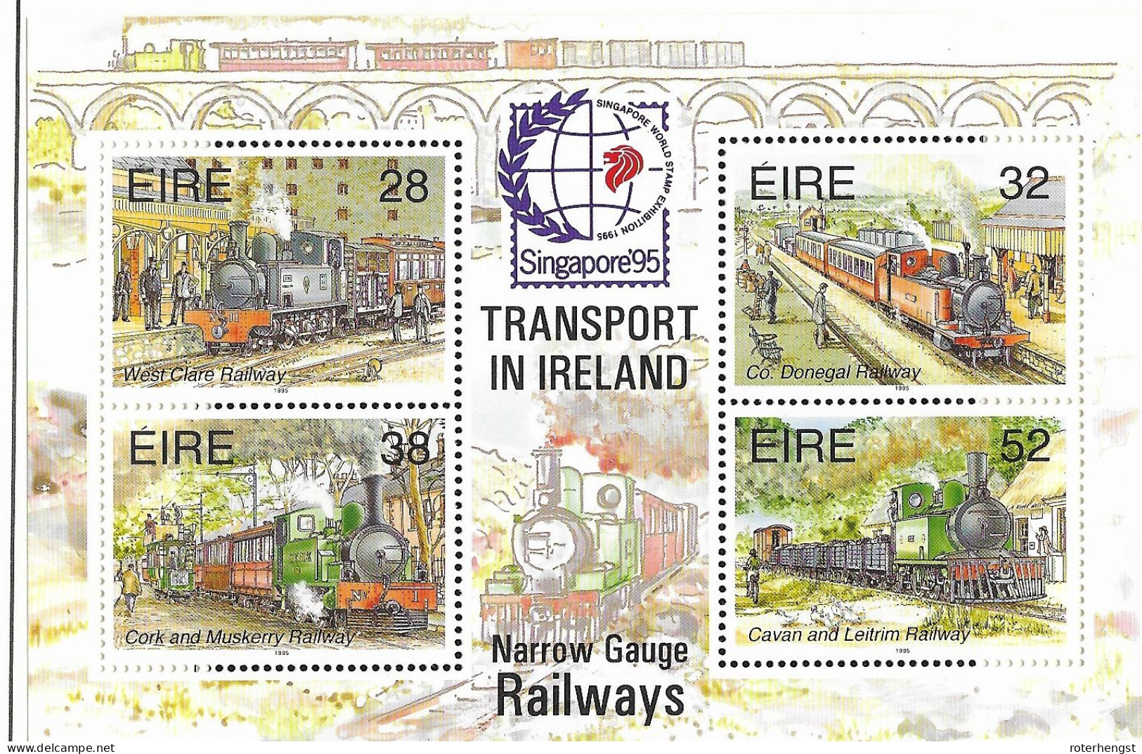 Ireland Mnh ** 1995 Train Sheet Singapore Stamp Fair - Blocks & Sheetlets