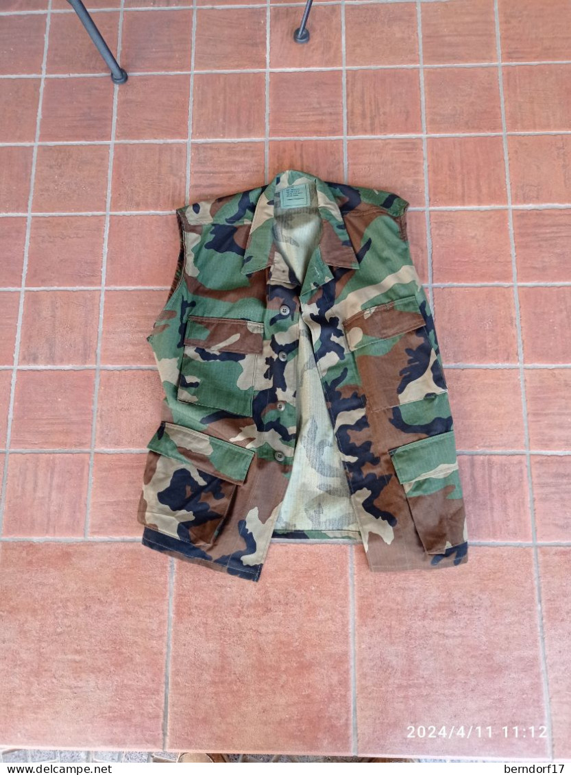 US ARMY - COAT VEST WOODLAND CAMO SMALL EXTRA SHORT SIZE - Uniforms