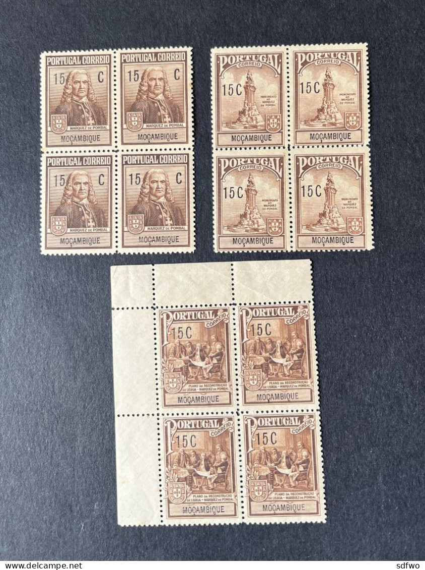 (M) Mozambique 1925 Postal Tax Complete Set In Block Of 4 - MNH - Mozambique