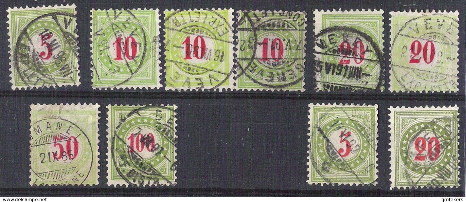 ZWITSERLAND Yvert Taxe 22-23(3x)-24-25-26-30-32 - Postage Due