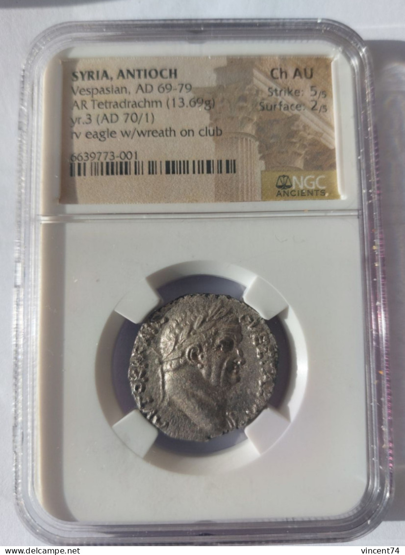 Vespasien, Tétradrachme, Antioche, 70-71, NGC Choice AU 5/5 2/5 - Provincie