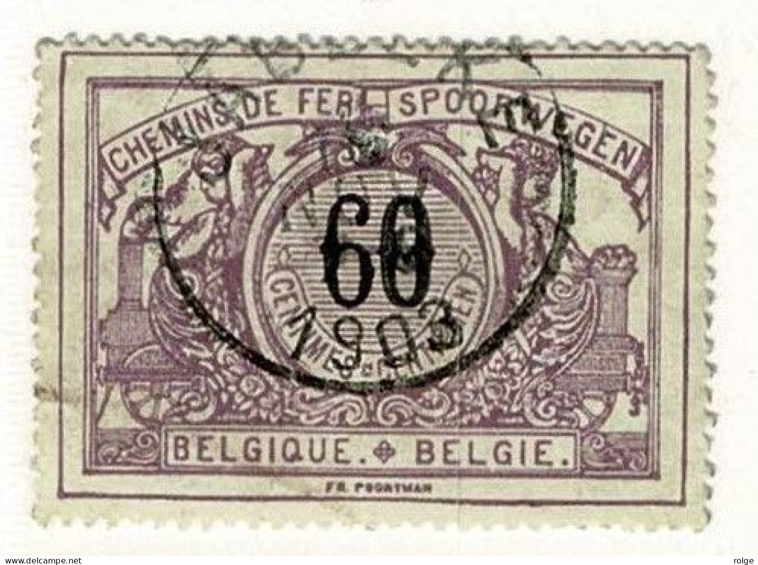 D074  JABBEKE     POSTSTEMPEL  OP SPOORWEGZEGEL N°22 - Used