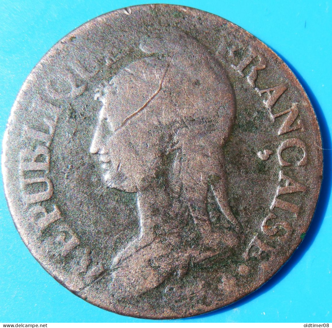 Cinq Centimes Dupré, Grand Module; An 8/7, W/A, TB30, Sans Point Après Centimes - 1792-1804 First French Republic