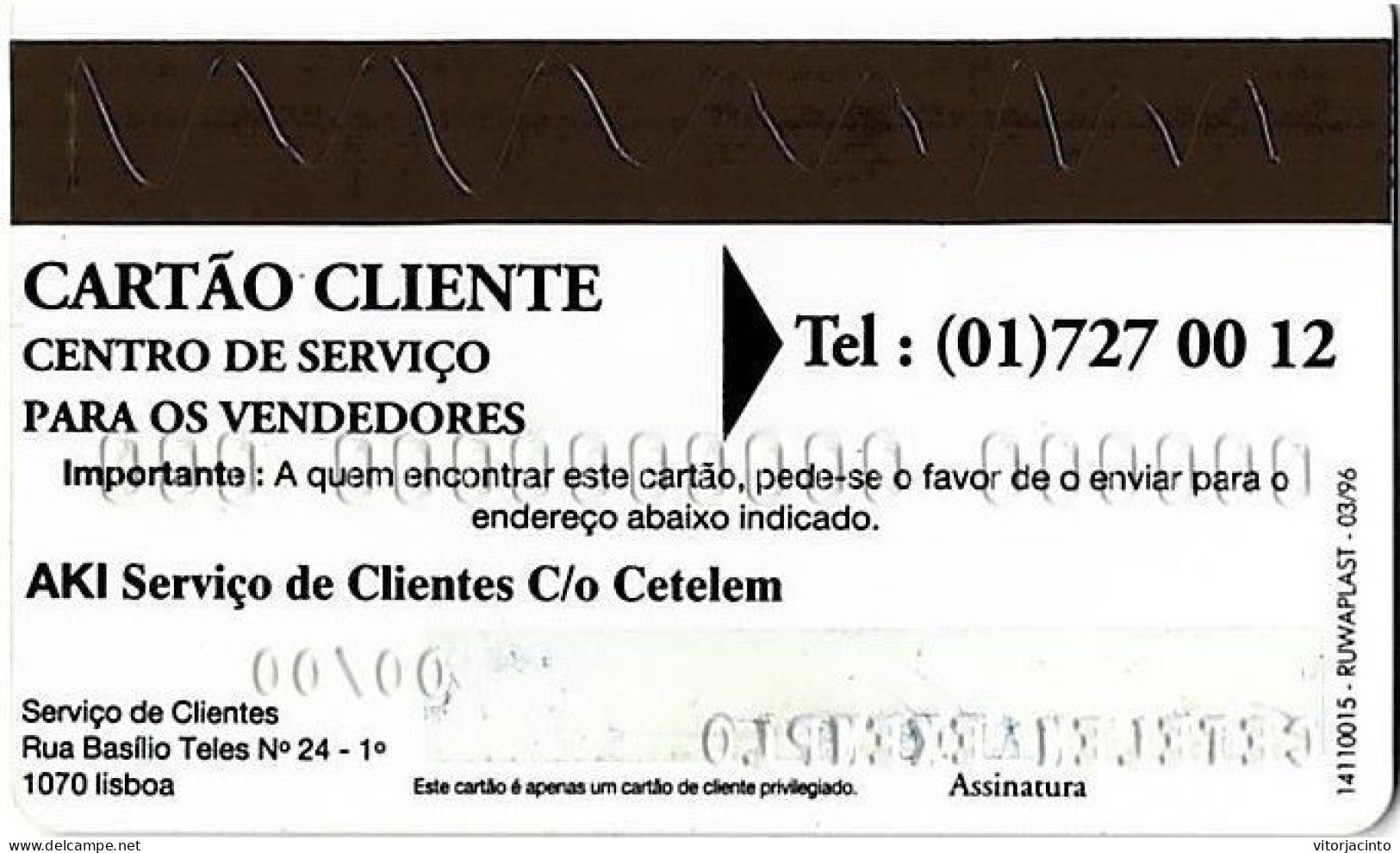 PORTUGAL - AKI - Cetelem  (sample) - Tarjetas De Crédito (caducidad Min 10 Años)