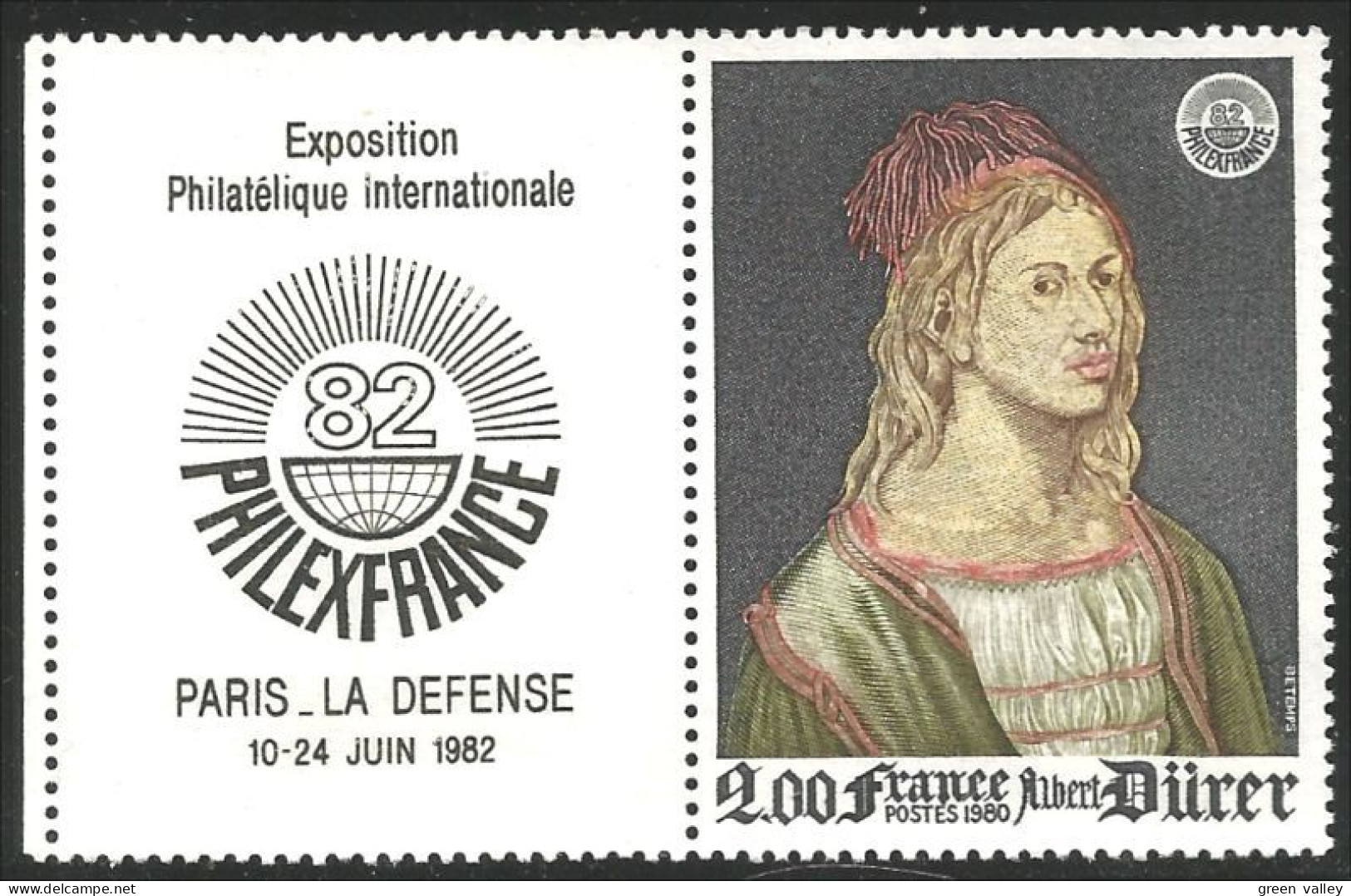 350 France Yv 2090a Philexfrance 82 Albert Durer Logo Gauche MNH ** Neuf SC (2090a-2a) - Engravings