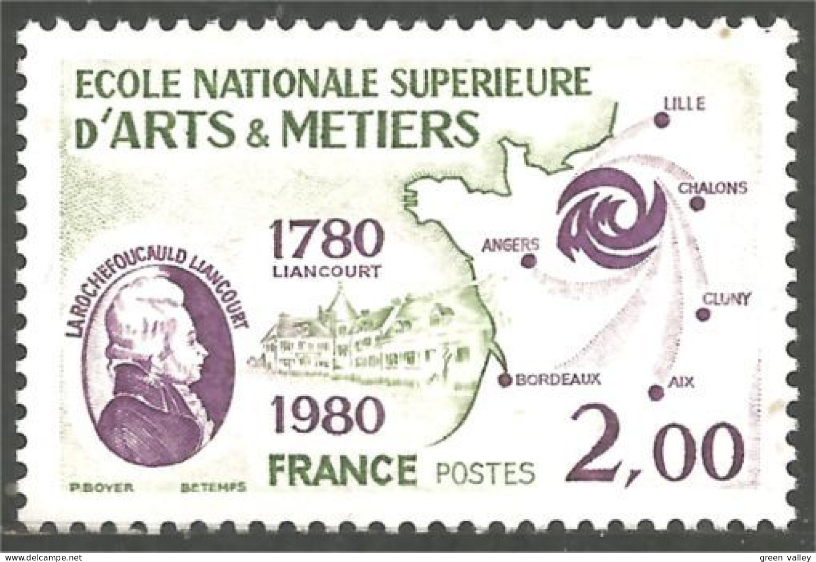 350 France Yv 2087 Ecole Arts Métiers School La Rochefoucault Liancourt MNH ** Neuf SC (2087-1c) - Otros & Sin Clasificación