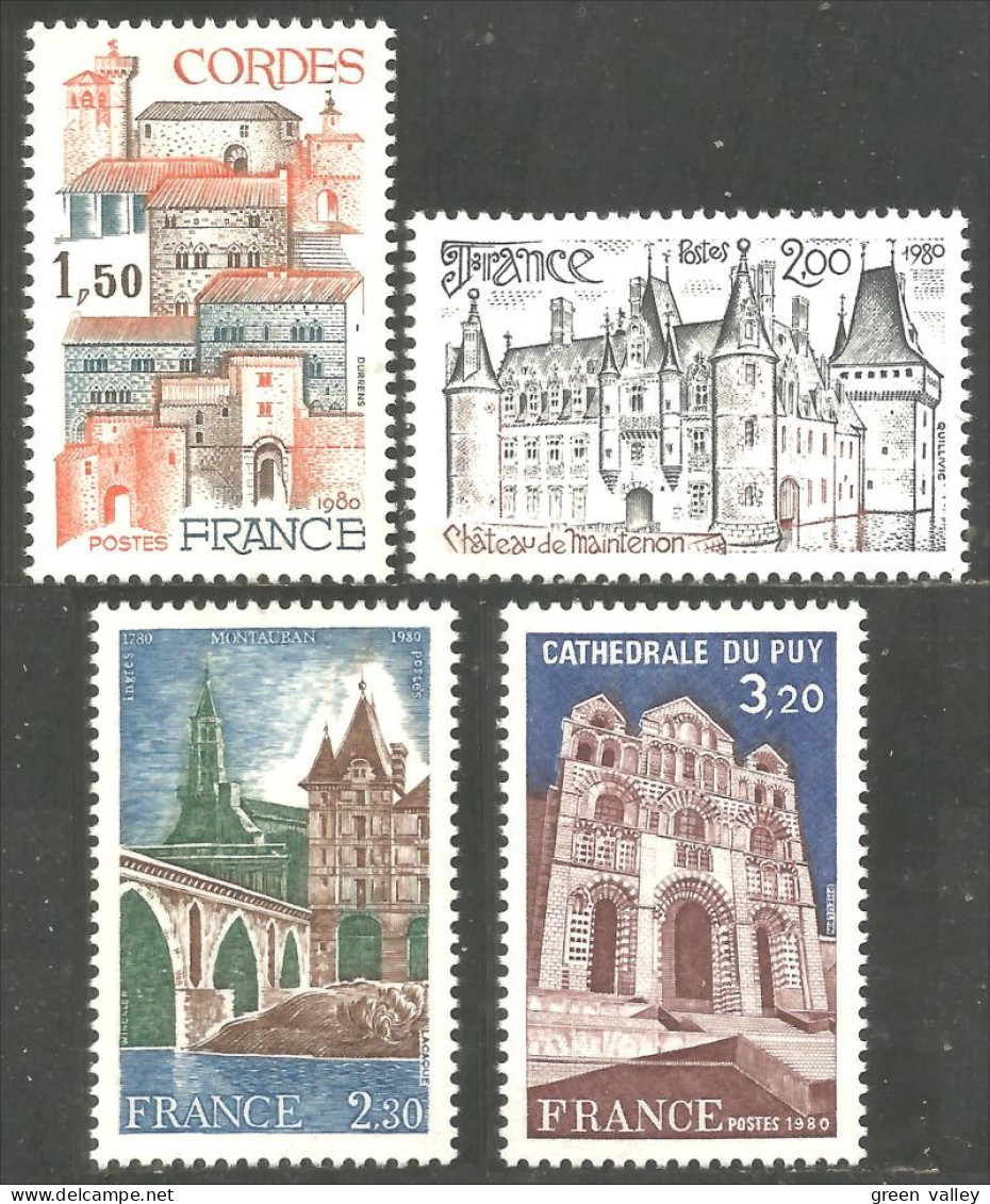 350 France Yv 2081-2084 Tourisme 1980 Cordes Maintenon Le Puy MNH ** Neuf SC (2081-2084-1c) - Andere & Zonder Classificatie