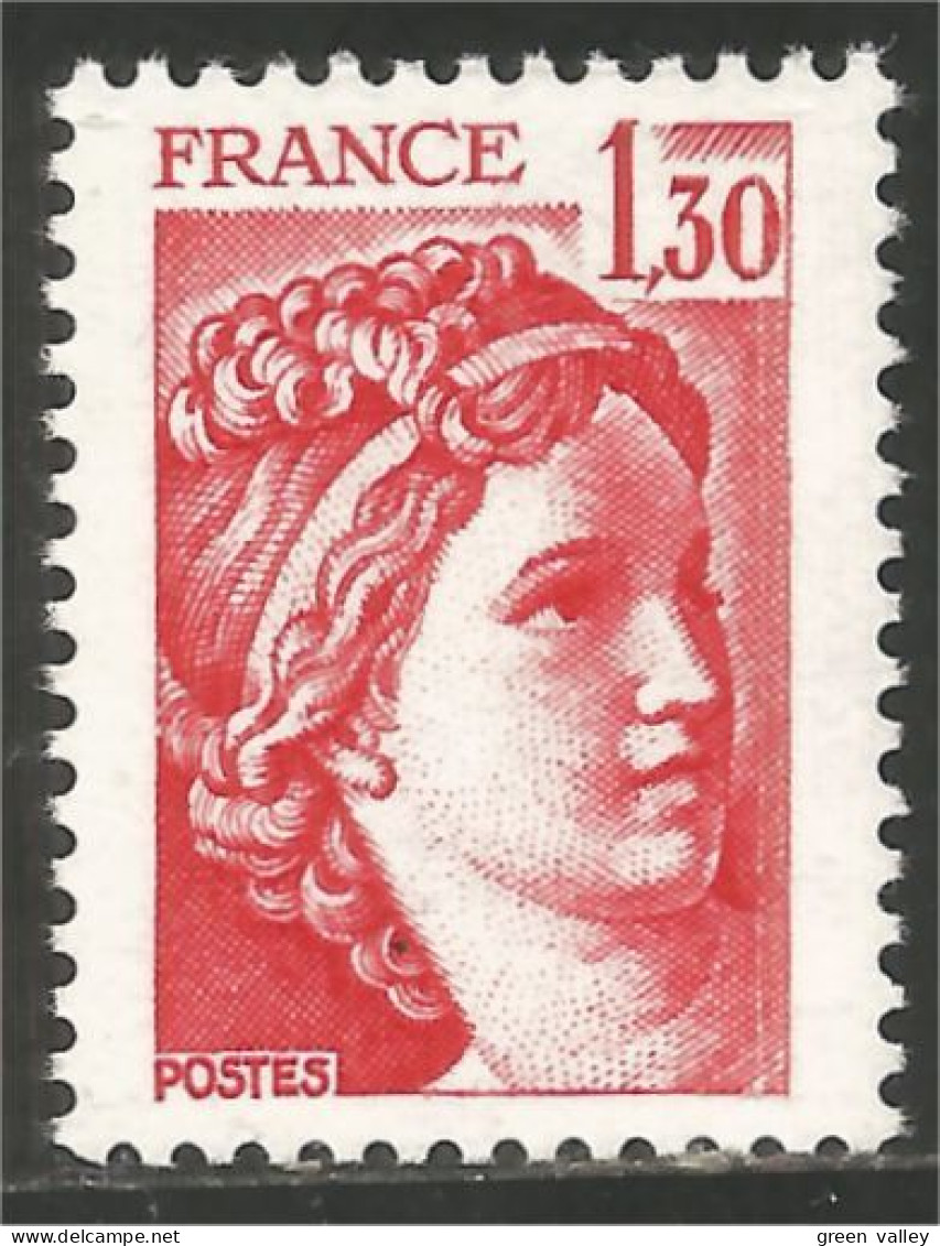 350 France Yv 2059b Sabine De Gandon 1 F 30 Rouge Red 1979 Gomme Tropicale MNH ** Neuf SC (2059b-1b) - 1977-1981 Sabine De Gandon