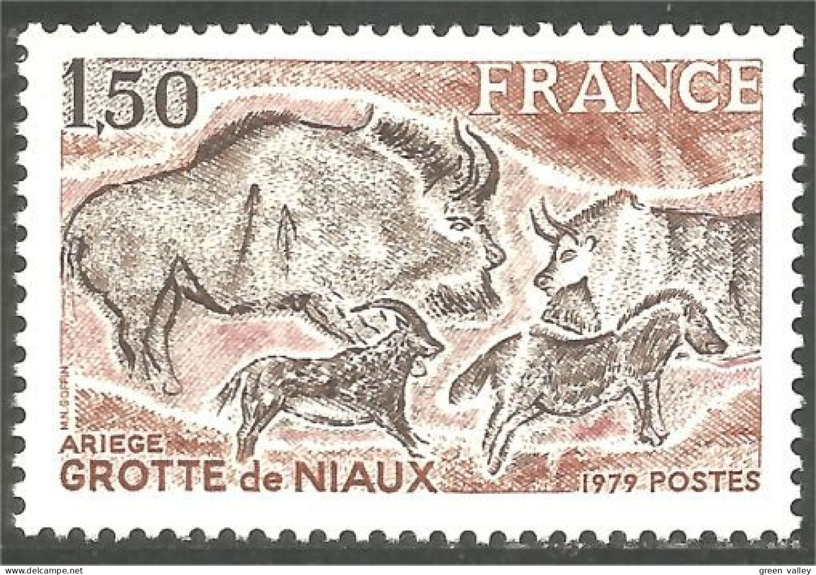 350 France Yv 2043 Peinture Murale Bison Niaux Buffalo MNH ** Neuf SC (2043-1d) - Prehistóricos