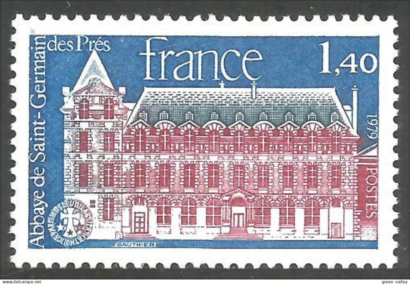350 France Yv 2045 Abbaye Saint Germain Des Prés Abbey MNH ** Neuf SC (2045-1b) - Iglesias Y Catedrales