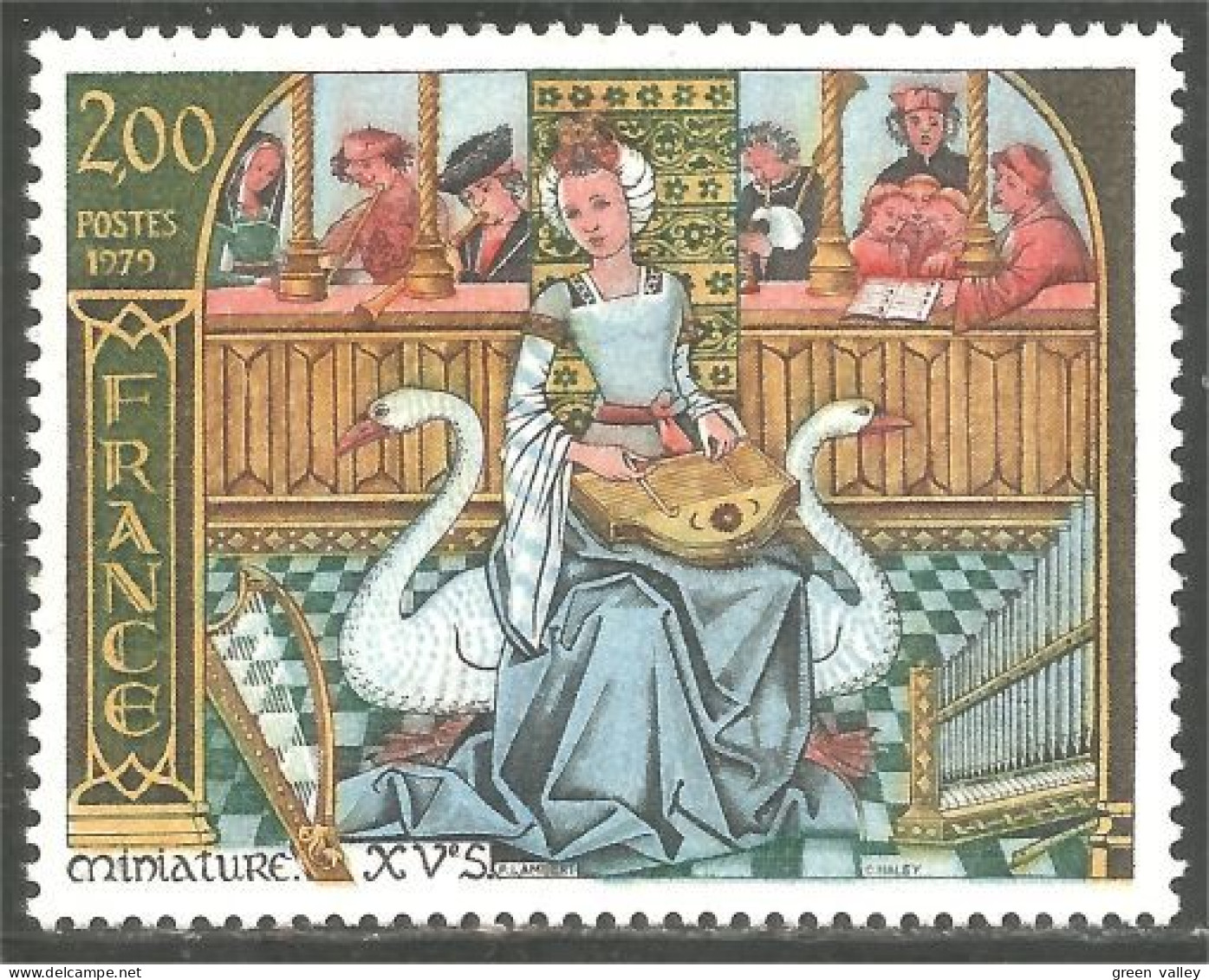 350 France Yv 2033 Musique Music Cygne Swan Schwan Cigno MNH ** Neuf SC (2033-1c) - Zwanen