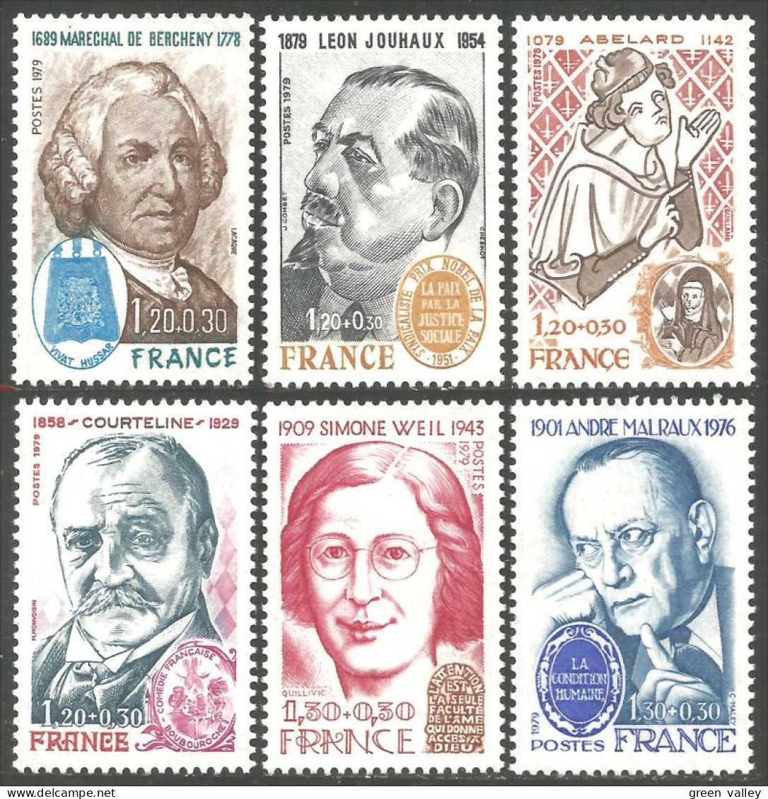 350 France Yv 2029-2032B Célébrités 1979 Malraux Weil MNH ** Neuf SC (2029-2032B-1) - Altri & Non Classificati