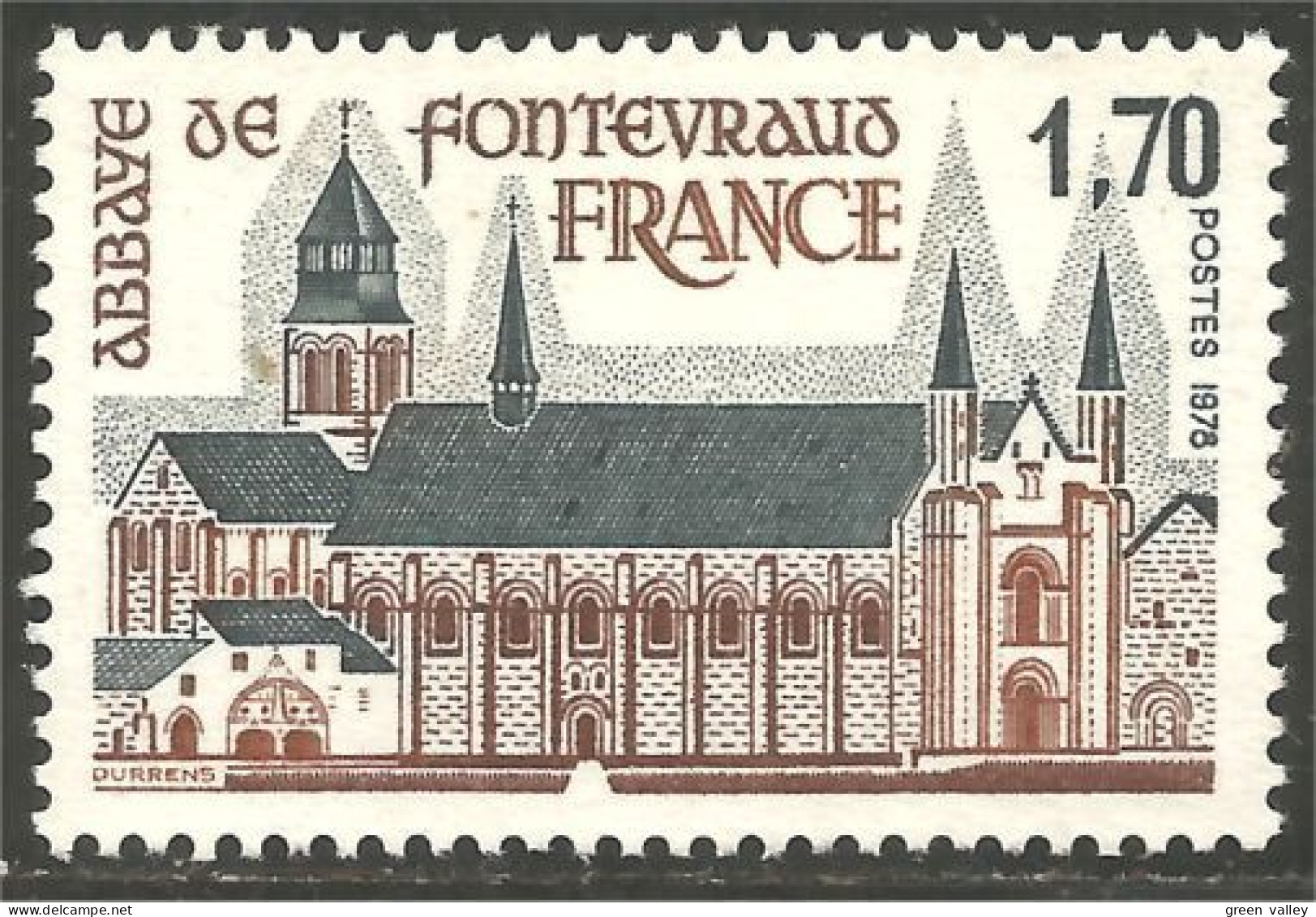 350 France Yv 2002 Abbaye Fontevraud Abbey MNH ** Neuf SC (2002-1b) - Churches & Cathedrals